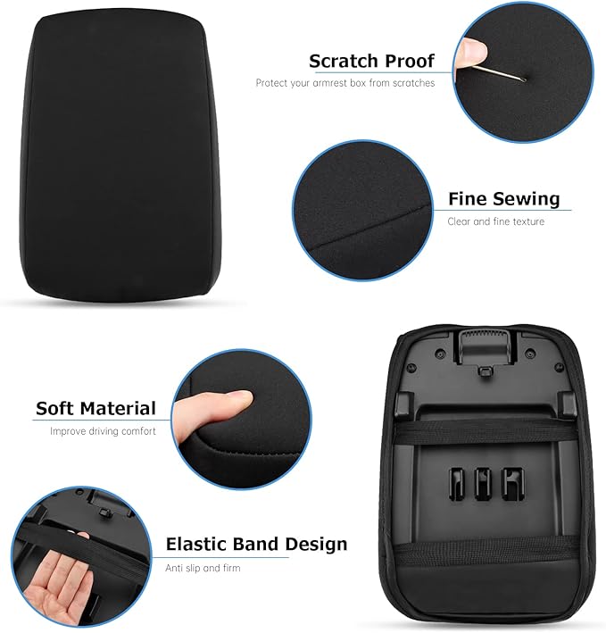 INTGET Car Center Console Cover for 2022 2023 2024 2025 2026 Nissan Frontier Accessories Neoprene Armrest Cover Middle Console Cover Center Console Lid Protector Replacement (Neoprene)