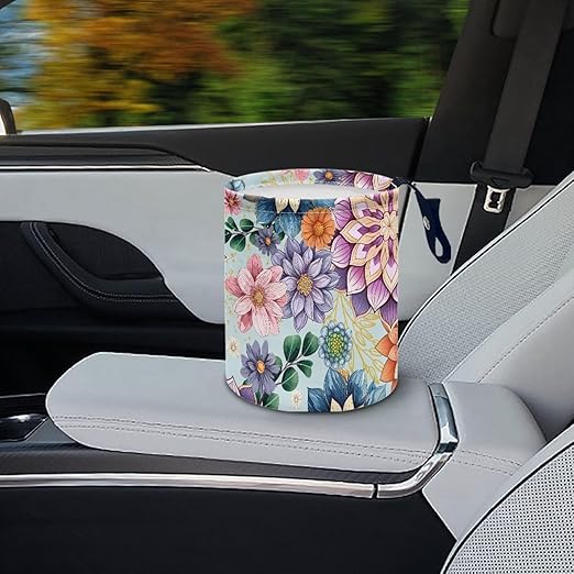 Boho Car Trash Bag, Car Trash Can - Cute, Portable, Collapsible for Back Seat, Floor, or Hanging Headrest Waste Basket