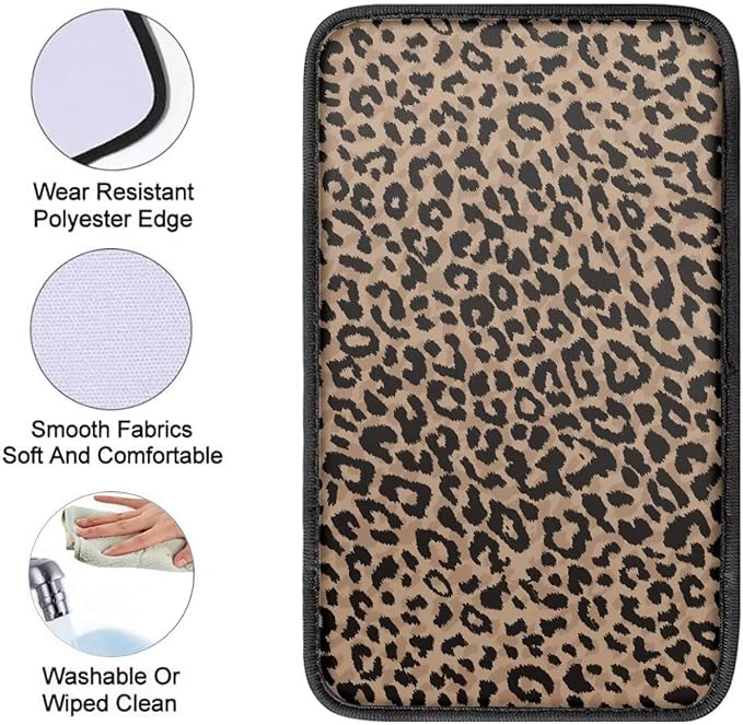 Horeset Brown Leopard Print Auto Console Armrest for Men Women Accessories Interior Decor, Car Center Console Arm Rest Pad Fit Most Vehicle
