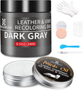 SHADAIWUYU 8.5oz Leather Recoloring Balm with 100ml Mink Oil,Dark Gray Leather Repair kit for Furniture and Car Interior,Leather Couch Scratch Repair,Leather Dye Paint,Mink Oil for Leather