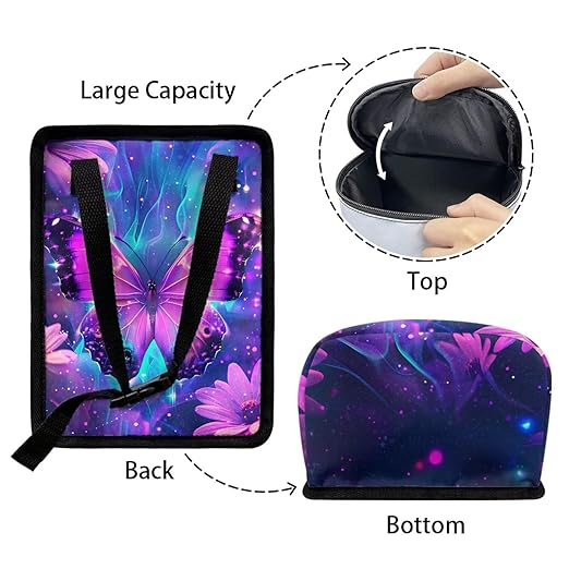 KEIAHUAN Purple Butterfly Foldable Hanging Car Trash Can for SUV Truck Van Automotive Vehicle Garbage Cans Large Capacity Garbage Bin for Travel Camping Office