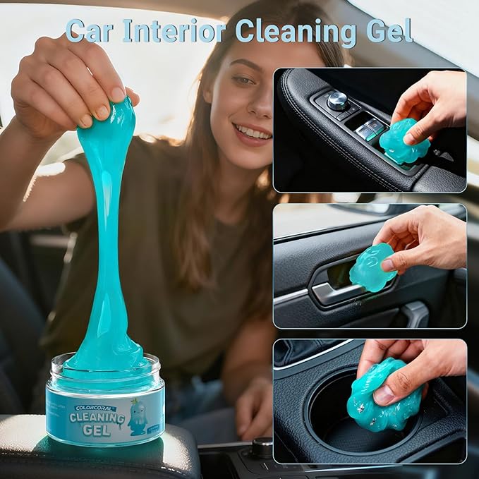 COLORCORAL Car Cleaning Gel (Lavender Scent,Blue),Reusable Dust Cleaning Gel for Car Interior Cleaning Kit, Auto Vent Cleaner，Keyboard Cleaner Gel for Cleaning Dust and Debris from Corners, Crevices