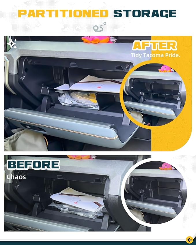 Trumgeta Glove Box Organizer Fit for 2024 2025 2026 Toyota Tacoma Glove Box Compartment Insert Storage Divider 4th Gen Tacoma Accessories