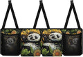 Car Trunk Organizer SUV with 3 Non-slip Strips, Back Hanging Car Storage Organizer with 2 Large Pockets & 2 Mesh Pockets, Auto Accessories Interior,Panda Sunflower