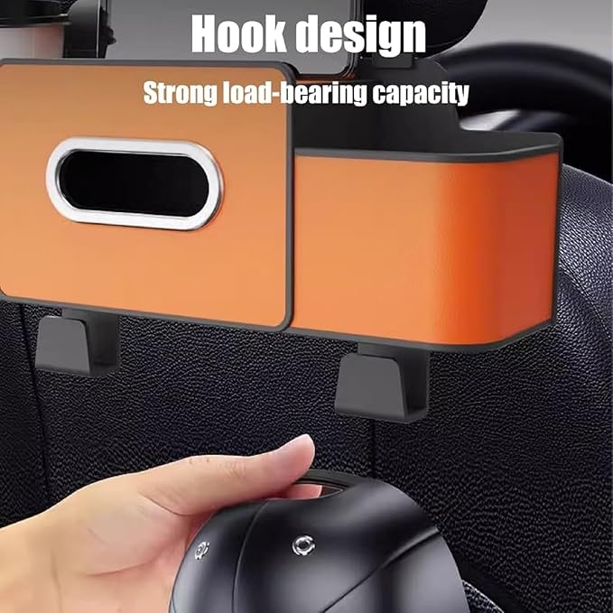 3-in-1 Car Headrest Backseat Organizer, 3-in-1 Car Backseat Organizer, Multifunctional Car Seat Storage Box for Travel, Road Trips, and Daily Use – Universal Fit for All Cars (Beige)