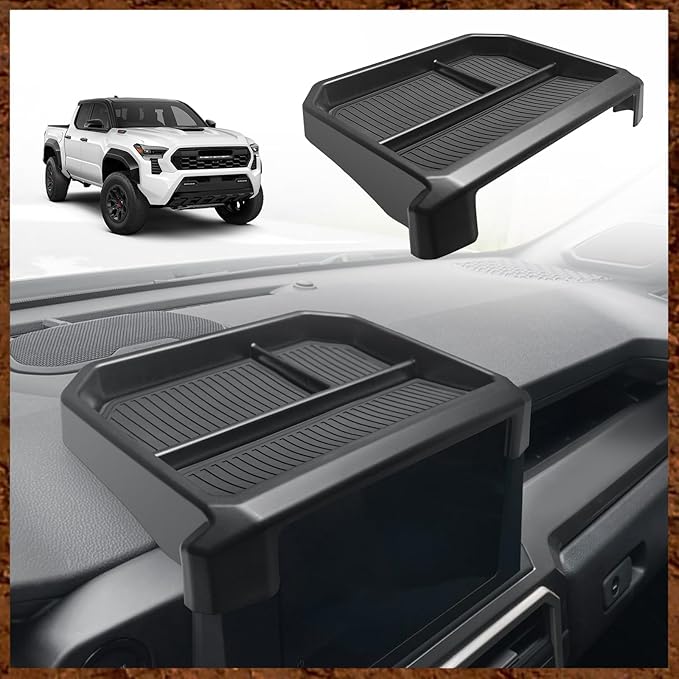 Muslogy Dashboard Storage Box Compatible with 2024 2025 Tacoma & 2025 4Runner Accessories Center Console Organizer w/ 8-inch Screen for SR SR5 TRD PreRunner TRD Sport Off-Road Pro Trailhunter (Black)