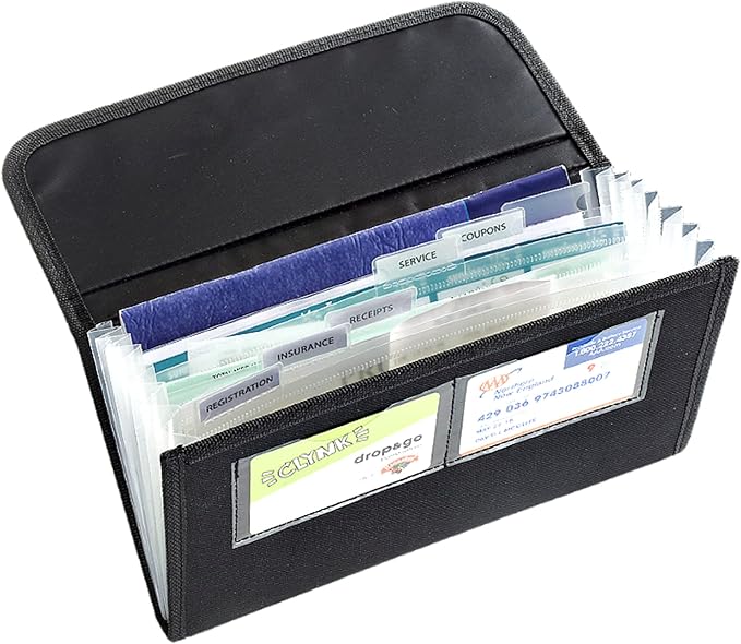 High Road Glove Box Organizer - Insurance and Registration Holder for Car Documents and Paperwork - Expandable Front Seat Organizer with Card Pockets