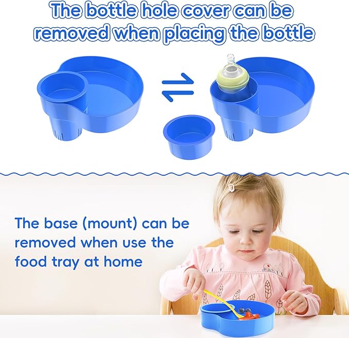 [2 Packs] Kids Car Seat Tray, Travel Tray with Cup Holder for Toddler, Kids Car Seat Food Snack Tray for Road Trip, Stroller snack tray travel must haves - Pink Color+Blue Color