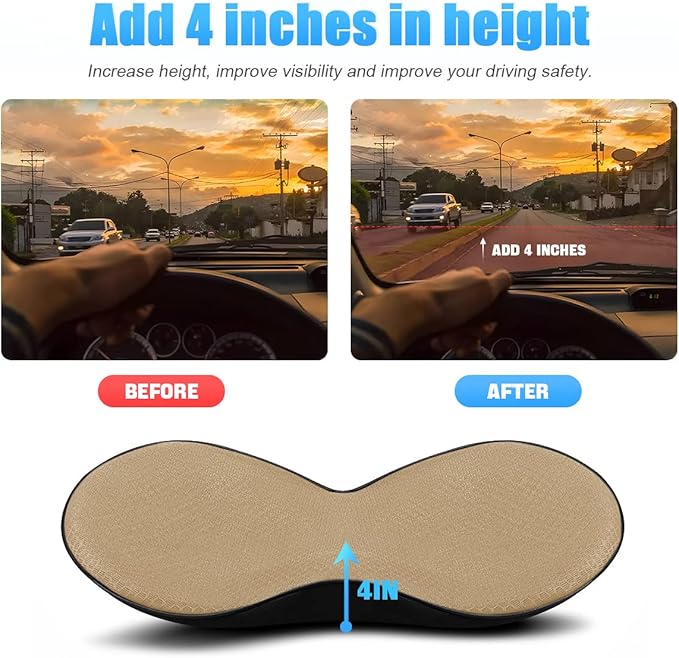 Car Seat Cushion, Memory Foam Auto Wedge Seat Pad, Comfort Low Back and Tailbone Sciatica Pain Relief Driving Pillow, Breathable Non Slip Orthopedic Support Pad, Universal for Men Women (Beige)