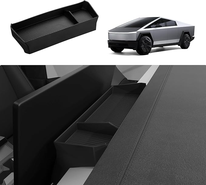 Motrobe Behind Screen Storage Tray for 2026 2025 2024 Tesla Cybertruck Accessories Dashboard Hidden Storage Tray Center Console Organizer Silicone Sunglasses Holder Phone Holder