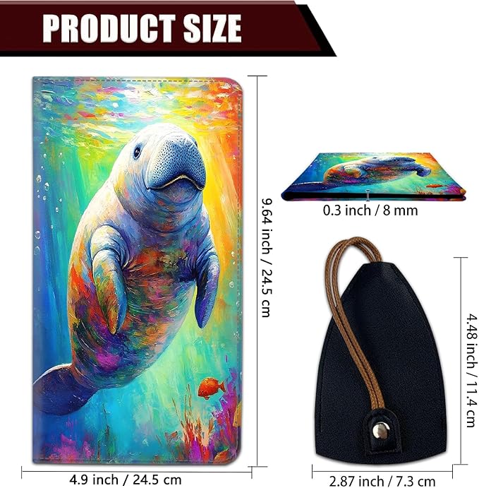 Car Document Holder with Magnetic Shut, Car Registration and Insurance Card Holder, Vehicle Glove Box Organizer Documents, Driver License, Auto Paperwork Organizer Wallet, Colorful Seal In The Seabed