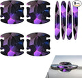 8PCS Car Door Handle Scratch Protectors, 3D Carbon Fiber Door Handle Bowl Sticker, Waterproof Scratch-resistant Self-adhesive Protective Film, Universal for Most Vehicles (Purple)