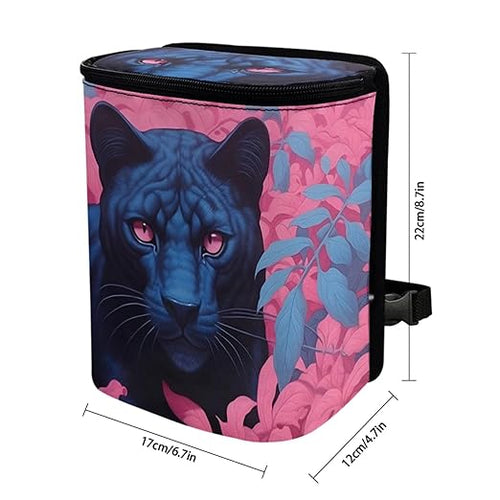 1.2 Gallons Car Trash Bag, Anime Girl Vehicle Trash Bag, Adjustable Hanging for Tail of Console/Back of Seats, Odor-Free with Zipper Leak-Proof Lid Design, Washable, Trips/Camping Essential