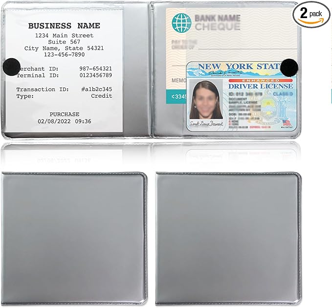 Kewucn 2 PCS Car Registration Insurance Holder, Essential Auto Card Glove Box Organizer, Vehicle Interior Accessories Perfect for Most Car, Truck, SUV (10.55''×4.8'', Gray)