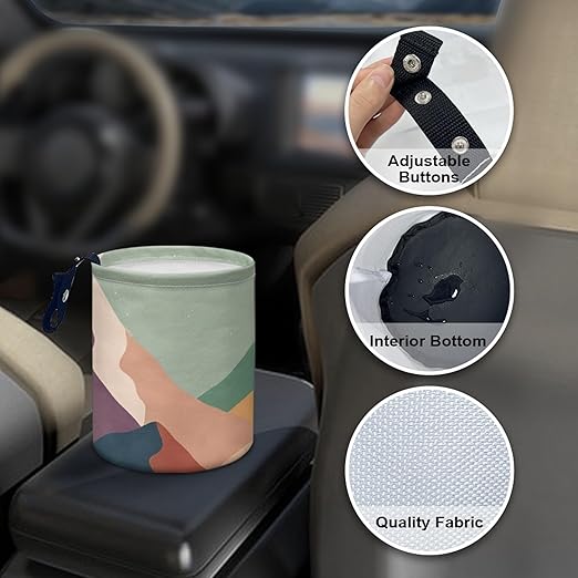Car Trash Can with Hanging for Back Seat, Car Accessories for Women Men Automotive Garbage Cans Vehicle Trash Can for Truck SUVMountain