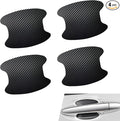 4 PCS Car Door Handle Bowl Sticker, Carbon Fiber Leather Cars Handle Scratch Protectors, Self-Adhesive Door Bowl Decor Decal, Universal for Most Cars (Black)