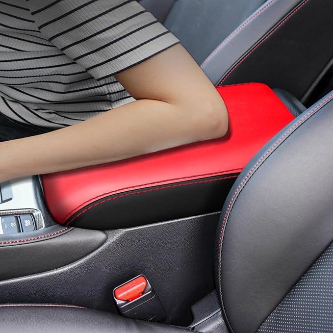 for Honda 11th Accord 2023 2024 Center Console Cover Anti-Scratch Waterproof Leather Armrest Pad Protector Cushion Interior Accessories(Black + Red)