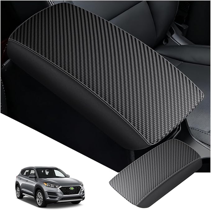 Autorder Center Console Cover for 2016-2019 2020 2021 Hyundai Tucson Accessories Carbon Fiber Armrest Cover Waterproof Anti-Scratch Center Console Armrest Protector Pad