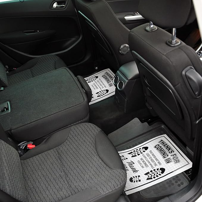 500 Pcs Waterproof Car Floor Mats Covers PE Plastic Protector Automotive Floor Mats Disposable Auto Vehicles Pads Car Vehicle Mat Bulk Printed with Footprint Words(15.75 x 20 Inch,White)