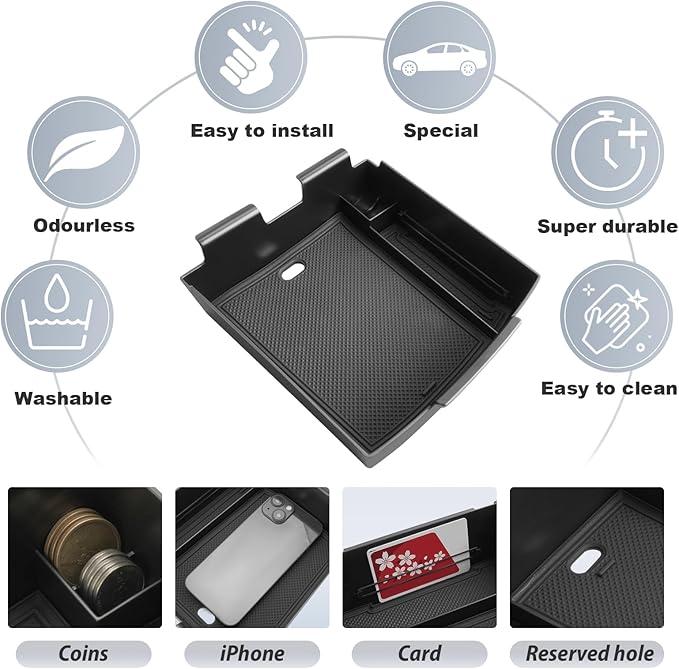 SKTU 2025 2026 Tucson Center Console Organizer for 2025 2026 Hyundai Tucson Limited/Hybrid Console Tray Hyundai Tucson 2025 2026 Accessories Tucson Organizer with Coin Holder (Only for Limited/Hybrid)