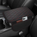 Car Center Console Cover for Honda CRV 2017 2018 2019 2020 2021 2022, Universal Waterproof Leather Armrest Box Pad Armrest Cover Cushion Interior Accessories with 2 Storage Bags,B/Black-Red