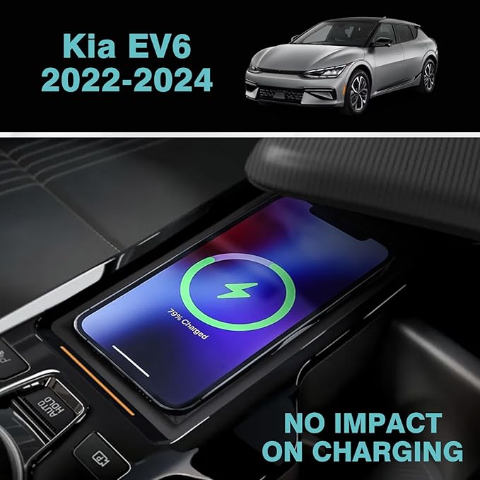 BestEvMod for EV6 Center Console Phone Charge Area Silicone Mat Non Slip Silicone Pad Interior Accessories Compatible with 2022 2023 2024 Kia EV6