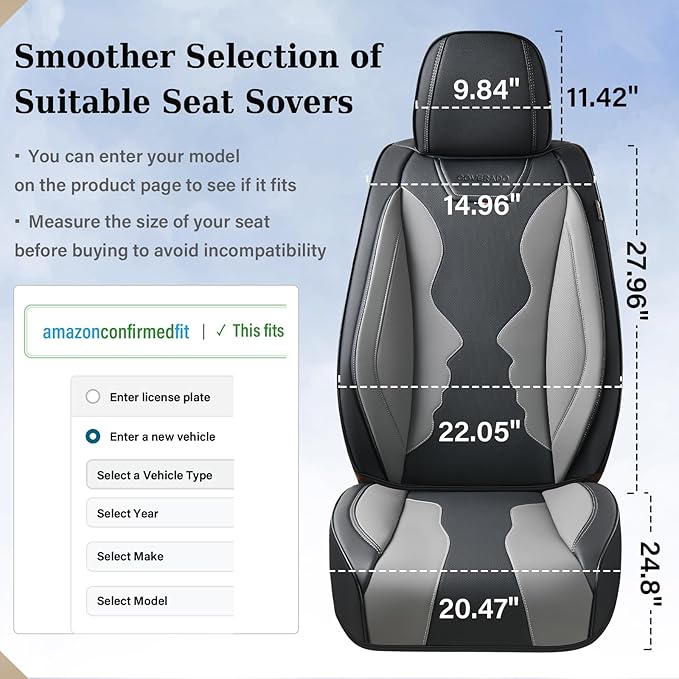 Coverado Car Seat Covers Full Set, Seat Covers for Cars, Front Seat Covers and Back Seat Cover Waterproof Leather Automotive Seat Cover, Universal Car Interior Protectors Cushion for Most Cars