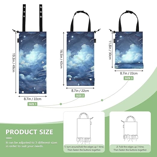 ALAZA Hanging Car Trash Bags Garbage Bag Trash Can for Back Seat Small Cloud Blue Washable Storage Bag Retractable 2 Pack