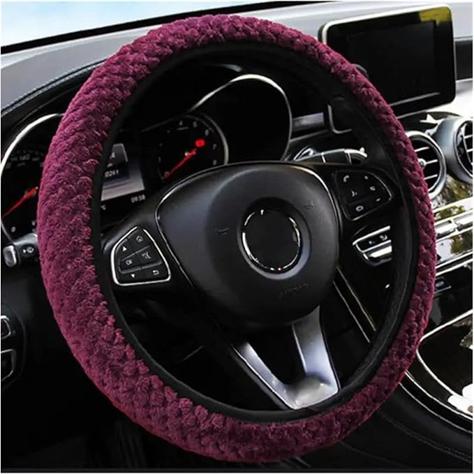Car Accessories Steering Wheel Cover Non-Slip Fashionable Winter Little Velvet Without Inner Ring Plush Car Wheel Cover (Color : 9)