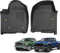 CAT® JustFit™ 3D Custom Fit Floor Mats Chevrolet Silverado 1500/GMC Sierra 2019-2026, Chevy Silverado 2500HD/3500HD Crew Cab/GMC Sierra 2500HD/3500HD Crew Cab 2020–26 Floor Liner Laser Measured Front