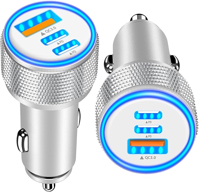 USB C Car Charger, 2Pack BAOYUANDA 67W 3-Port USB-C & USB-A Fast Car Charger Cigarette Lighter Fast Charging for iPhone 16/15/14/13/12/11/Pro Max, iPad Pro, Galaxy S24/S23/S22, Google Pixel, Android
