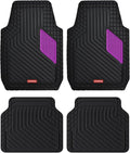 Coverado Car Floor Mats Full Set – Heavy-Duty PVC Floor Mats with Purple Metallic Heel Pad, All-Weather Protection for Front & Rear, Non-Slip Backing, Easy-Clean Interior Liners