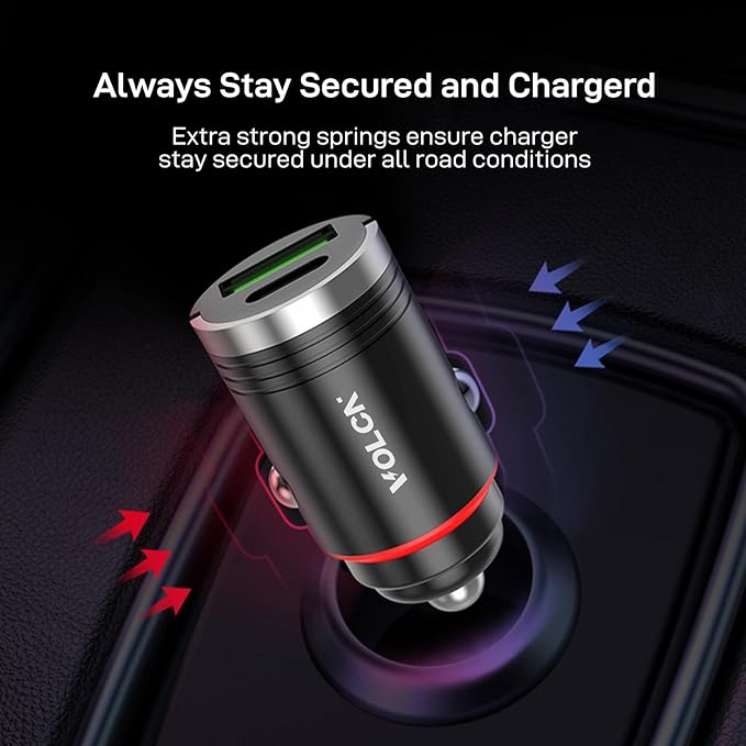 Dual Port Car Charger, [Matt Black] [2 Pack] USB A & USB C Car Cigarette Lighter Charging Adapter, 30W Fast Charging, PD&QC 3.0, Compatible with iPhone 16/15/14/13/12 Series, Samung, Pixel