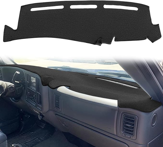 Yiz Dash Cover Mat Pad Custom Fit for 1999-2006 GMC Sierra/Chevy Chevrolet Silverado,2000-2006 GMC Yukon XL/Chevy Suburban Tahoe Avalanche,Dashboard Cover Carpet (99-06 Black) Y55