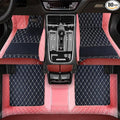 TREGOO All Weather Car Mats Custom Fit Non Slip Floor Mats for 1998-2025 Cars Personalized Leather Protection Pads Suitable for Men Women (Edge Pink, Black Beige)