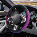Bling Soft Leather Steering Wheel Cover, 15" Anti-Slip Sparkly Crystal Auto Elastic Steering Wheel Protector for Women Girl, Colorful Diamond Car Interior Accessory for Most Cars (Purple)