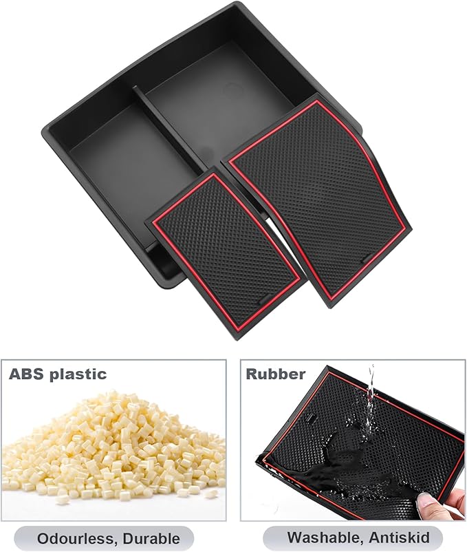 SKTU 2024 2025 2026 Tacoma Center Console Organizer 2024 2025 2026 Tacoma (SR/SR5/TRD/Limited/Trailhunter/TRD Pro) Console Tray Tacoma 2024 2025 2026 Accessories with Coin Holder (Red)