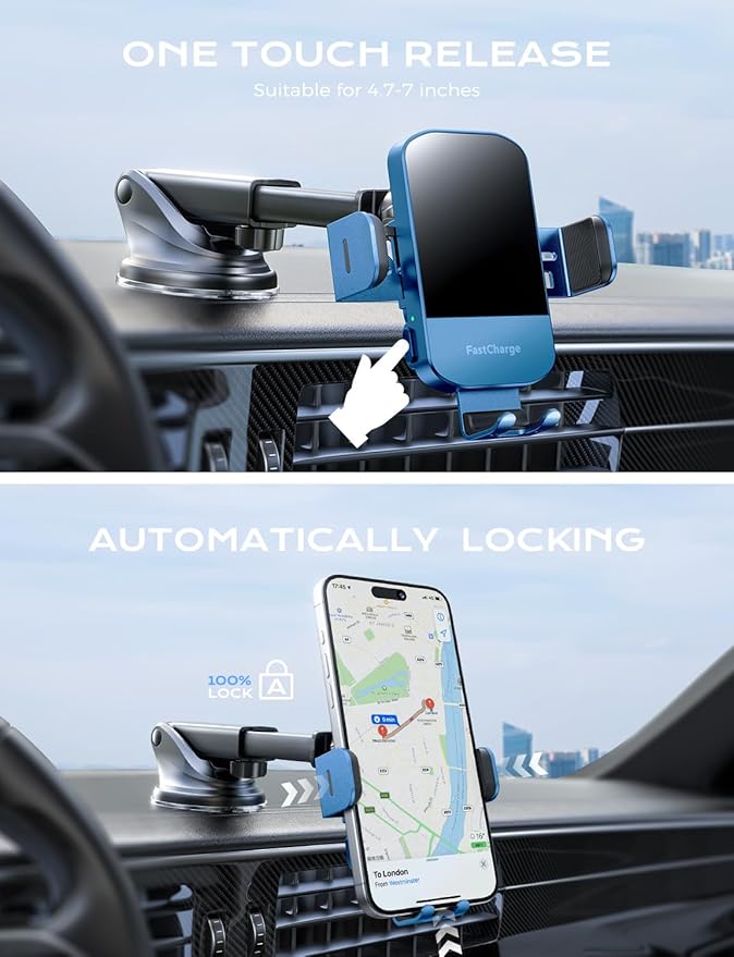 Wireless Car Charger, CHGeek 15W Qi Fast Auto Clamping Car Charger Phone Mount Windshield Air Vent Phone Holder for iPhone 14 13 12 Mini Pro Max 11 Xs, Samsung Galaxy S22+ S21 S10+ Note 20