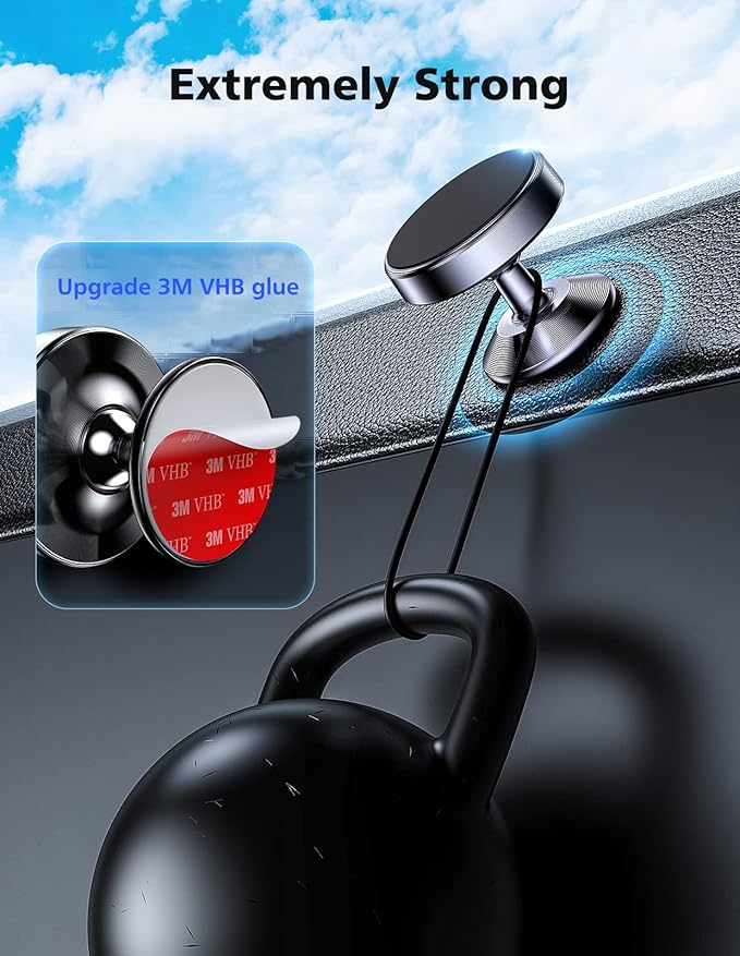 2 Pack Magnetic Phone Holder for Car, [ Strong Magnet ] Magnetic Phone Holder, [ 360° Rotation ] Phone Magnet for Car, Compatible with All Smartphones, Must be Used with Metal Pad, Black