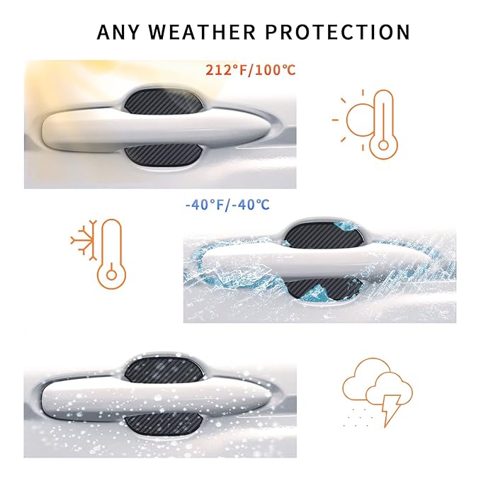 TANGSEN 4Pcs Universal 3D Carbon Fiber Texture Automotive Door Cup Handle Recess Paint Protector Cover Scratch Non-Marking TPU Personalize Pad Sticker (M)