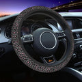 Pink Black Leopard Cheetah Print Steering Wheel Cover, Cute Anti-Slip Breathable Car Accessories Interior Elastic Steering Wheel Cover for Women Fit Auto, SUV Vans Truck Universal 14.5-15 Inch