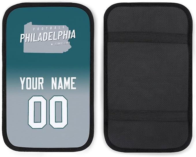 Custom Football Car Armrest Covers Universal Auto Center Console Pad Car handrail Box Cushion Personalized Add Name & Number Fans Gift Fit Suit for SUV Truck Sedan Van