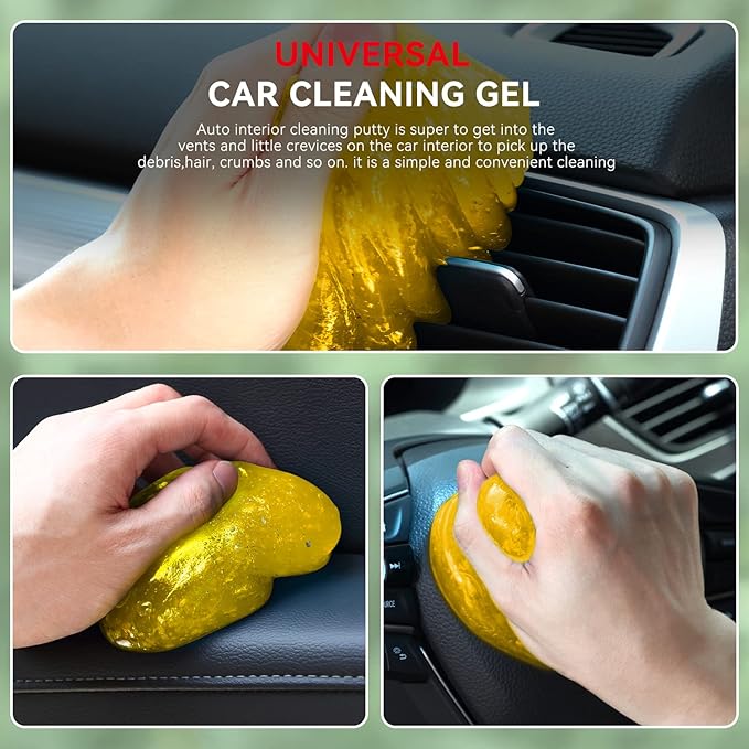 Auto Dynasty 2024 Universal Home/Office Keyboard/Interior Car Air Vent Auto Detailing Car Slime Cleaner Dust Cleaning Removal Gel Putty Jelly, Yellow