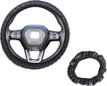 Elastic Stretch Steering Wheel Cover Soft Steering Wheel Protector, Universal 15 inch, Microfiber Breathable Leather, Anti-Slip, Easy Carry, Black with Blue Stitch