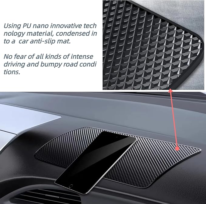 Car Dashboard Non Slip Mat,10.6"x 5.9" Universal Anti Slip Pad,Non-Slip Sticky Gripping Mat for Phones Sunglasses Radar Detector Electronic Devices and More Dashboard Accessories