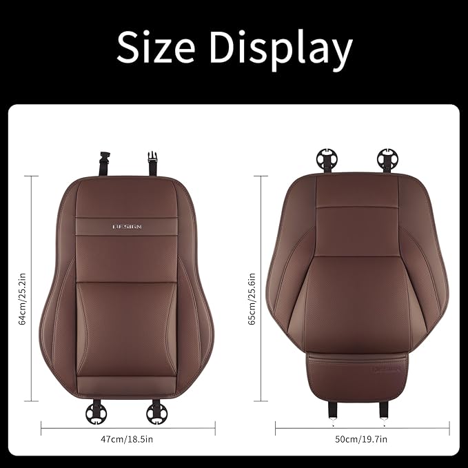 Gripure Car Seat Cover Protector for Front Seats – Waterproof, Breathable Faux Nappa Leather, Airbag Compatible, Dual Support for Waist & Legs, Universal Fit for Sedans, SUVs, Pickups (2pcs, Brown)