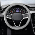 15 Inch Leather Steering Wheel Cover, Breathable Anti-Slip Steering Wheel Protector Cover, Elastic Soft Comfortable Universal Wheel Cover for Men and Women, Car Accessories (Gray)