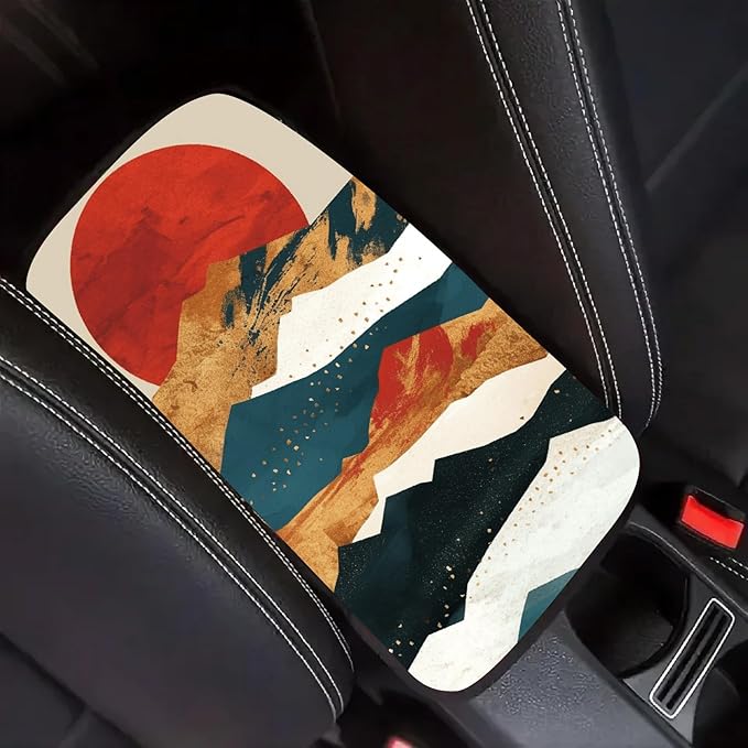 CREATCABIN Car Armrest Seat Box Pad Mountain Auto Center Console Cover Waterproof Auto Armrest Storage Box Cover Soft Car Accessories Interior Protector for Most Vehicle SUV Truck Car 12.6×7.5in