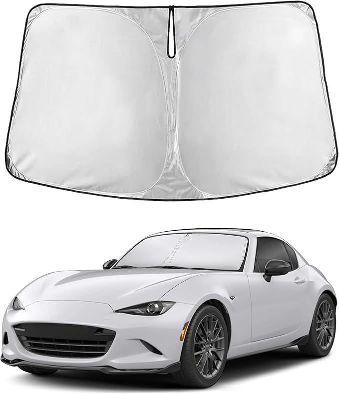 EcoNour Windshield Sun Shade Compatible for Mazda MX-5 Miata 2016–2025 | Convertible Front Window Sunshade | Foldable Sun Visor Cover | UV & Heat Blocking Protection