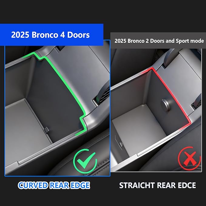SKTMH Upgraded Center Console Organizer Tray Compatible with 2025 Ford Bronco 4-Door Automatic Transmission, Full Size Bronco Armrest Box Insert (Not for 2-Door & Bronco Sport)